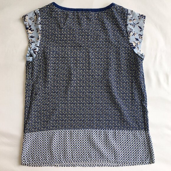 Joie Silk Floral Patterned Colorblock Shift Blouse - Picture 2 of 9